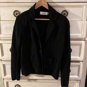 Calvin Klein black sweater blazer with patch front pockets